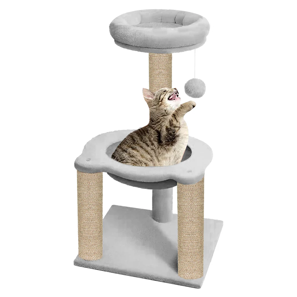 Furrlovers Fleece Fabric,Hanging Toy Hammock with Jute Rope Activity Tower (Grey) - Image 8