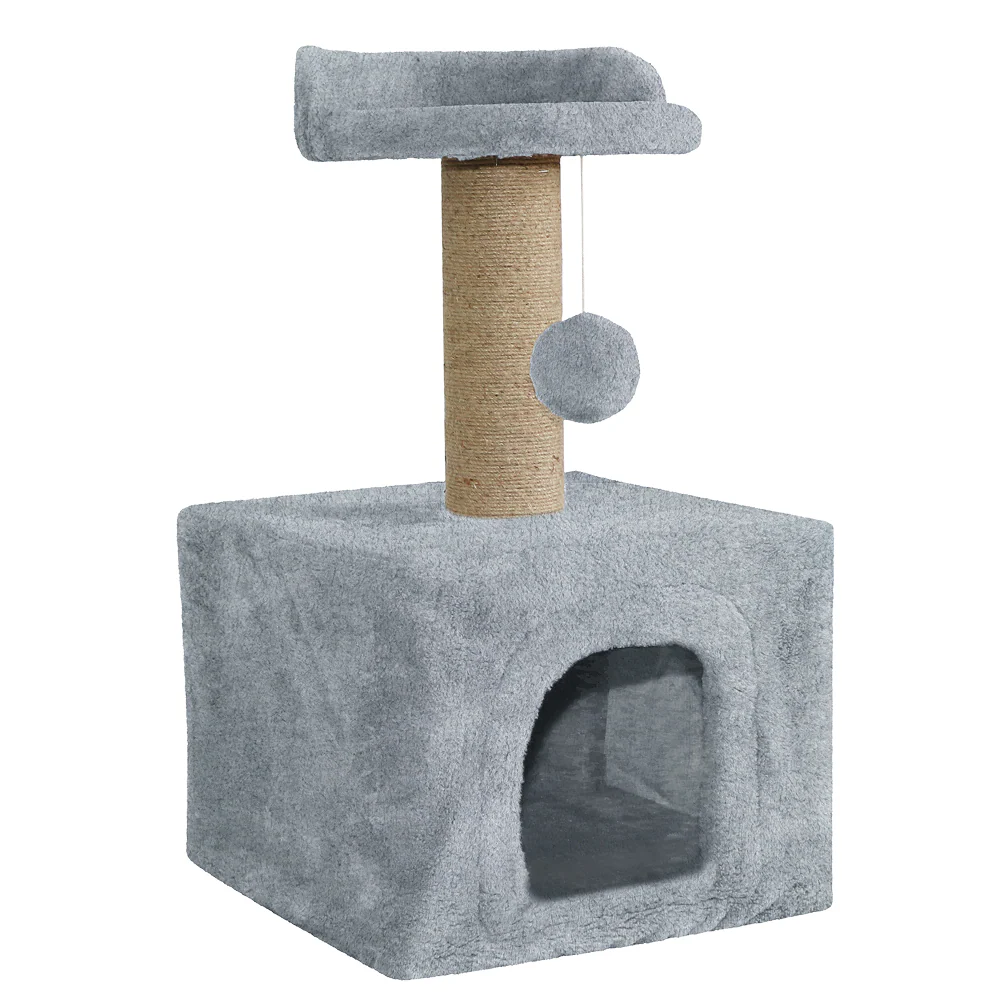 Furrlovers Soft Fur Condo Cat Tree with Sisal/Jute Scratching Post & Hanging Ball - Image 4