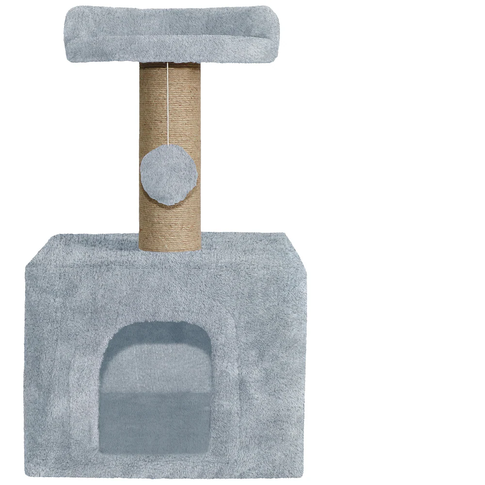 Furrlovers Soft Fur Condo Cat Tree with Sisal/Jute Scratching Post & Hanging Ball - Image 6