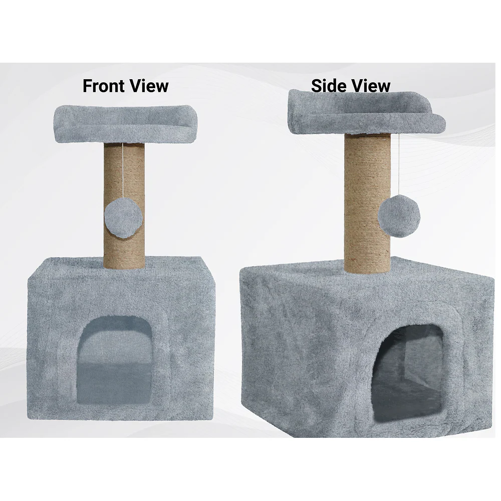 Furrlovers Soft Fur Condo Cat Tree with Sisal/Jute Scratching Post & Hanging Ball - Image 7