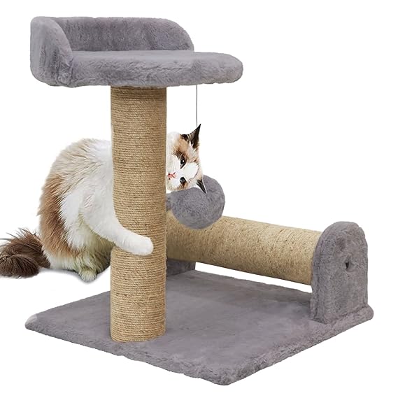 Furrlovers Soft Fur & Dual Jute Rope Scratching Post Tree for Cats (Grey) - Image 2