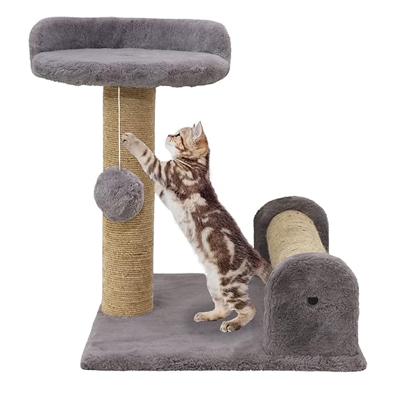Furrlovers Soft Fur & Dual Jute Rope Scratching Post Tree for Cats (Grey) - Image 5