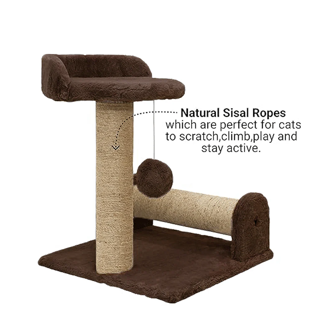 Furrlovers Soft Fur & Dual Jute Rope Scratching Post Tree for Cats (Brown) - Image 3