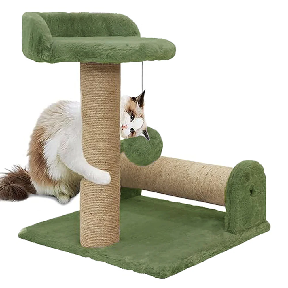 Furrlovers Soft Fur & Dual Jute Rope Scratching Post Tree for Cats (Green) - Image 4