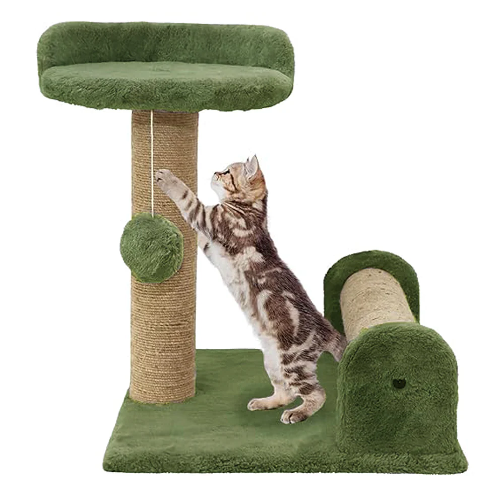 Furrlovers Soft Fur & Dual Jute Rope Scratching Post Tree for Cats (Green) - Image 5