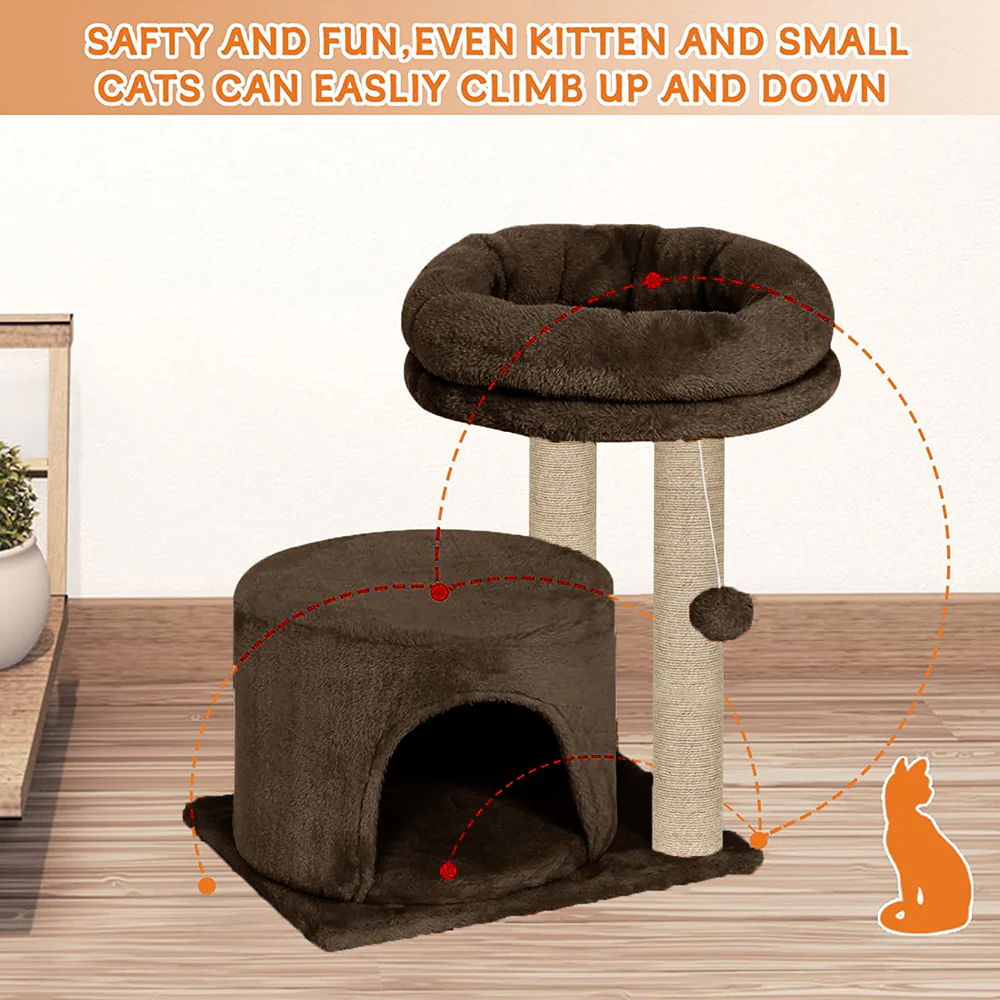 Furrlovers Tree with Condo & Elevated Perch for Cats (Brown) - Image 3