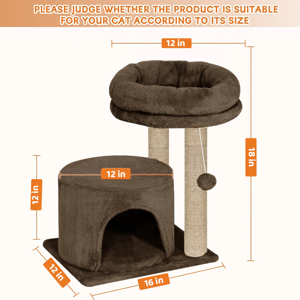Furrlovers Tree with Condo & Elevated Perch for Cats (Brown) - Image 5
