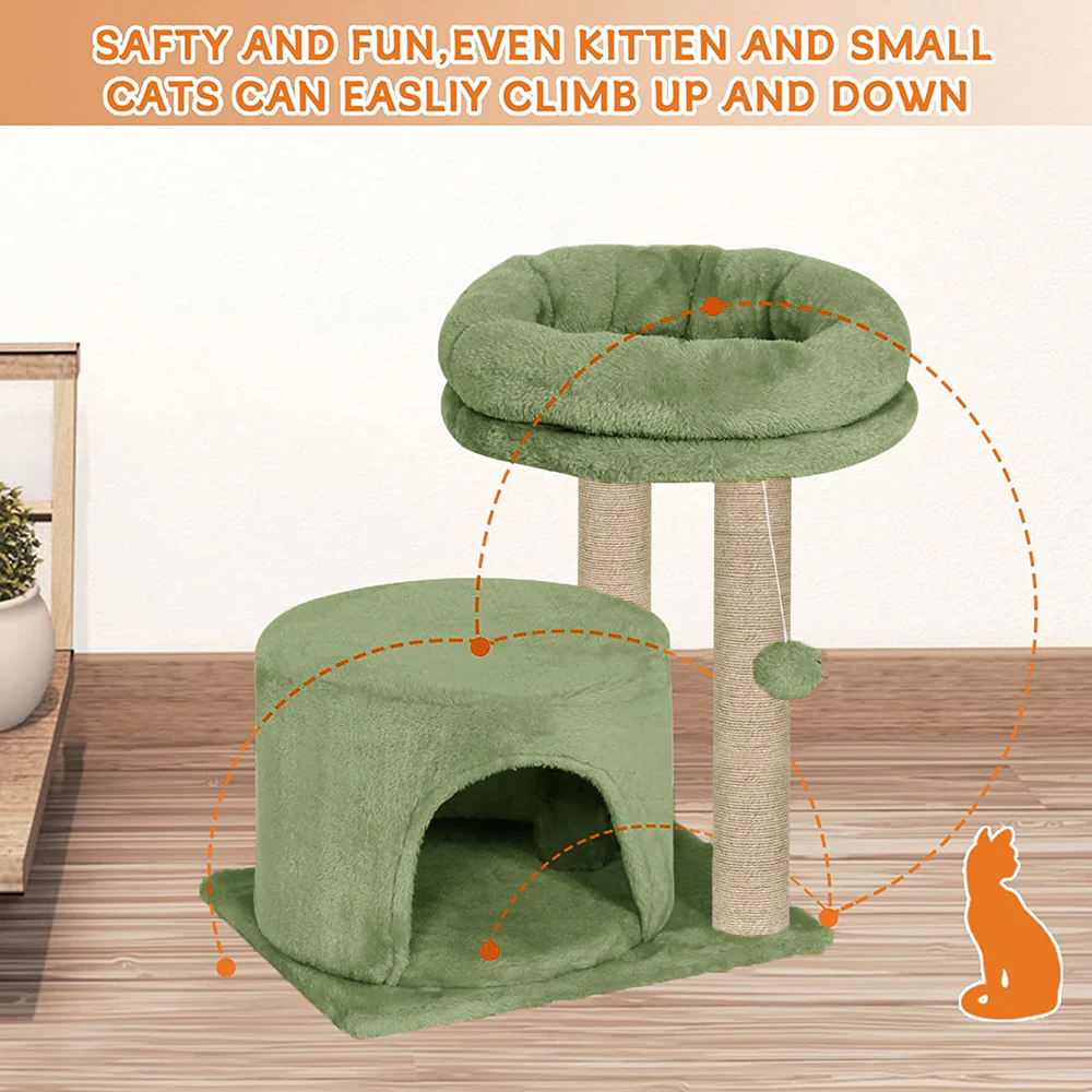 Furrlovers Tree with Condo & Elevated Perch for Cats (Green) - Image 4