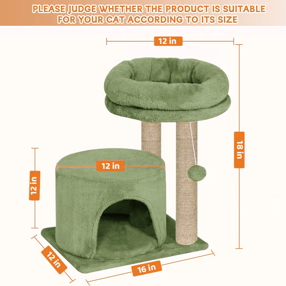 Furrlovers Tree with Condo & Elevated Perch for Cats (Green) - Image 5