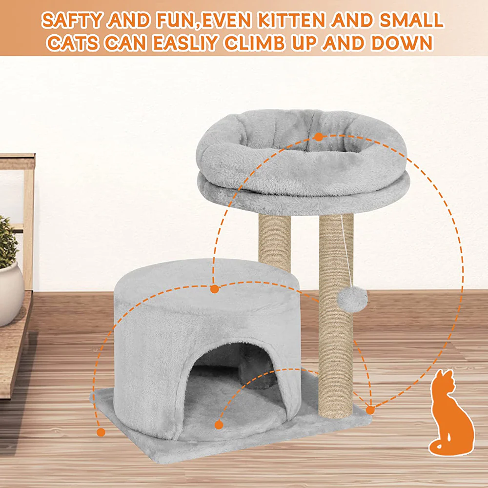 Furrlovers Tree with Condo & Elevated Perch for Cats (Grey) - Image 2