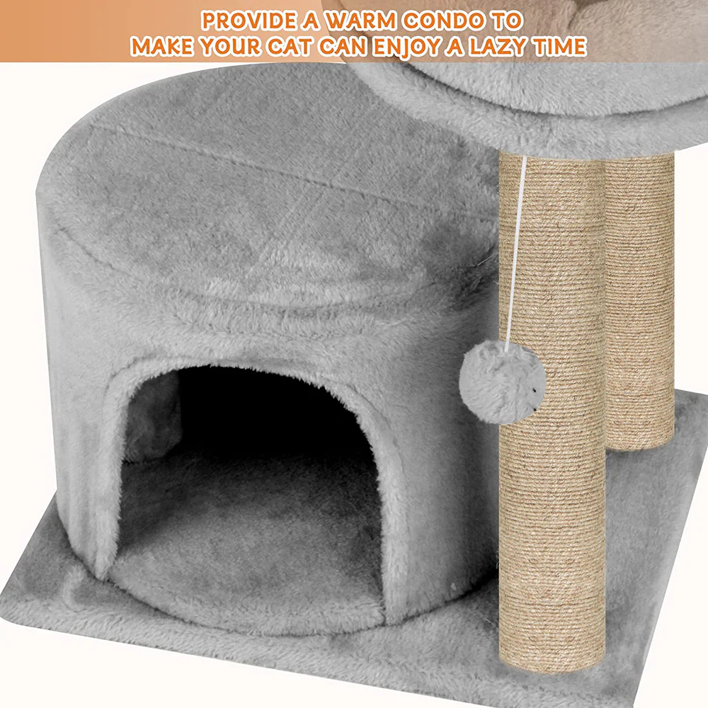 Furrlovers Tree with Condo & Elevated Perch for Cats (Grey) - Image 3