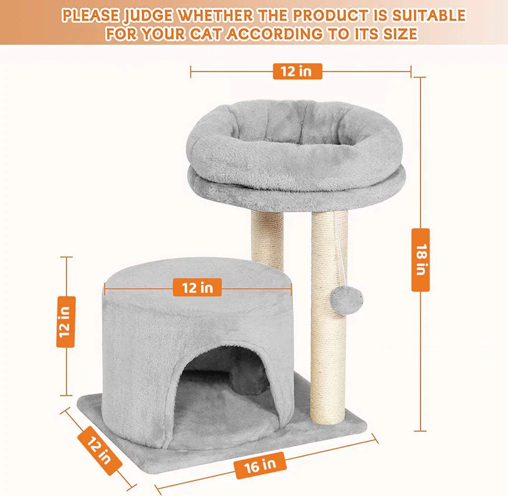 Furrlovers Tree with Condo & Elevated Perch for Cats (Grey) - Image 4
