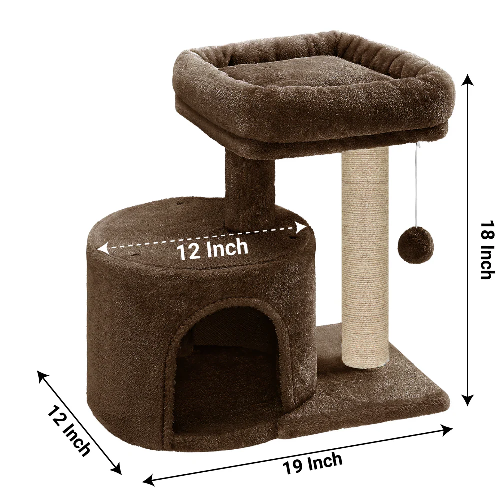 Furrlovers Tree with Scratching Post Condo and Toy Ball for Cats (Brown) - Image 2