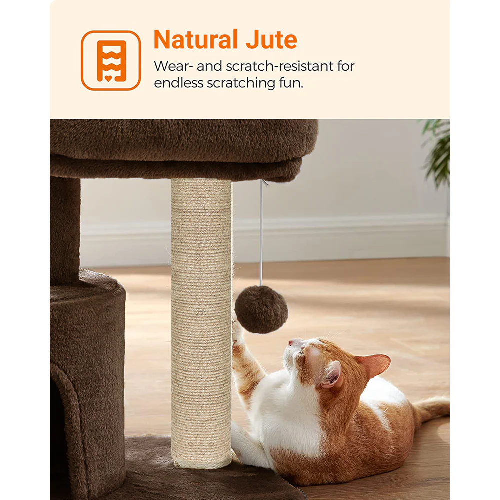 Furrlovers Tree with Scratching Post Condo and Toy Ball for Cats (Brown) - Image 4