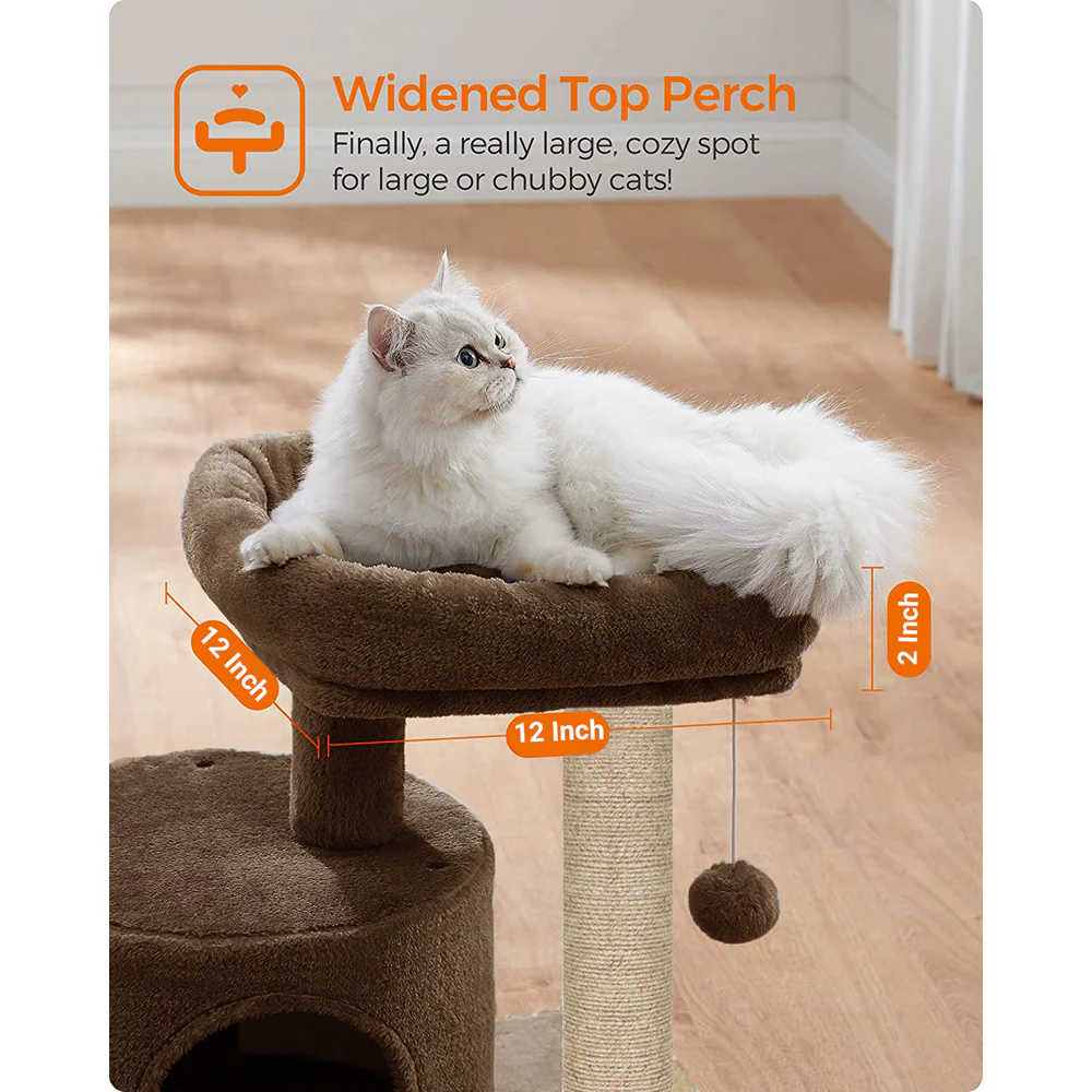Furrlovers Tree with Scratching Post Condo and Toy Ball for Cats (Brown) - Image 5