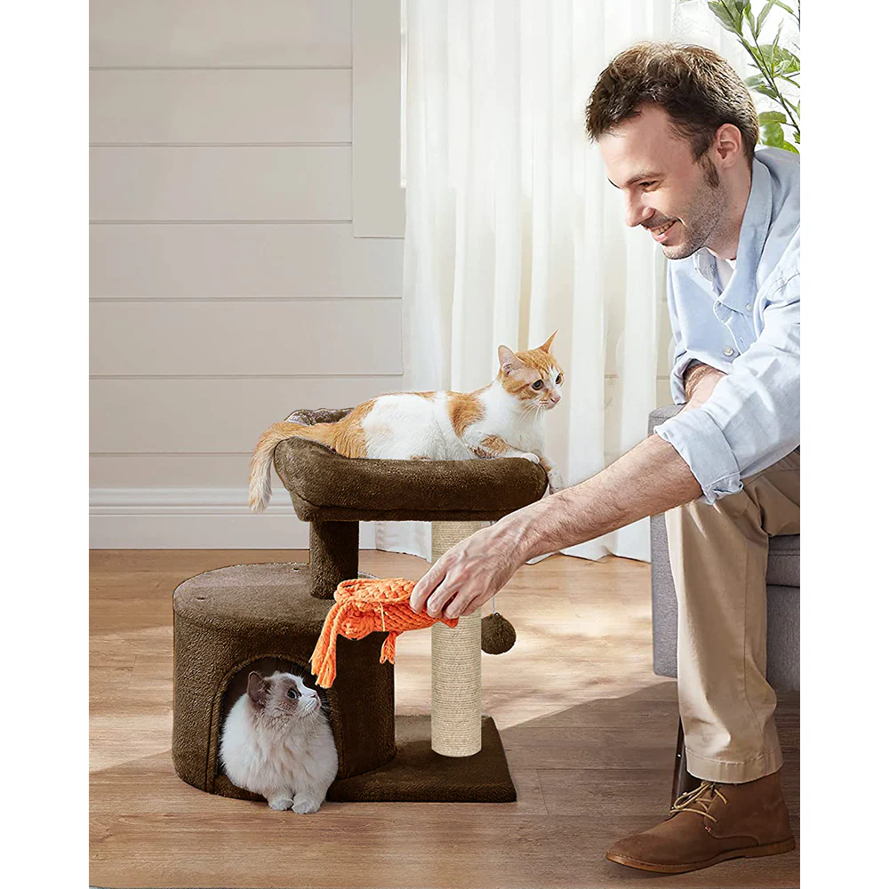 Furrlovers Tree with Scratching Post Condo and Toy Ball for Cats (Brown) - Image 6