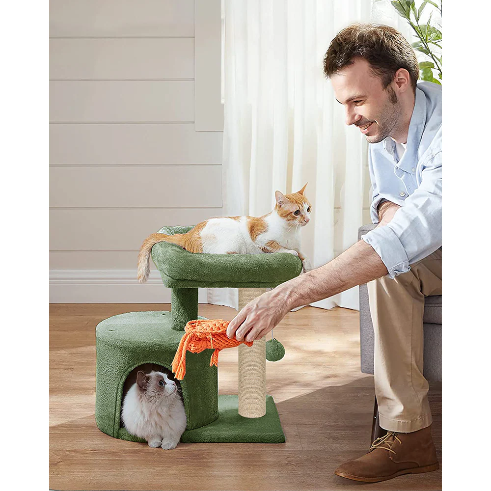 Furrlovers Tree with Scratching Post Condo and Toy Ball for Cats (Green) - Image 3
