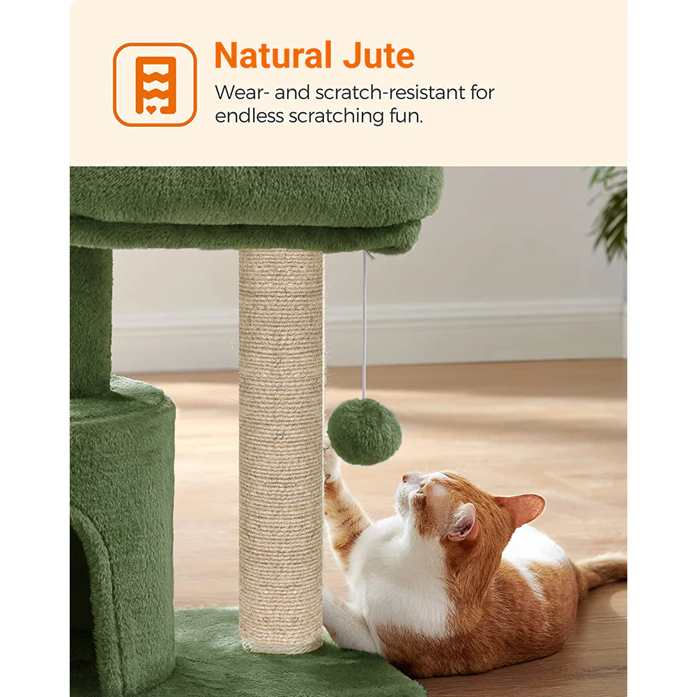 Furrlovers Tree with Scratching Post Condo and Toy Ball for Cats (Green) - Image 4