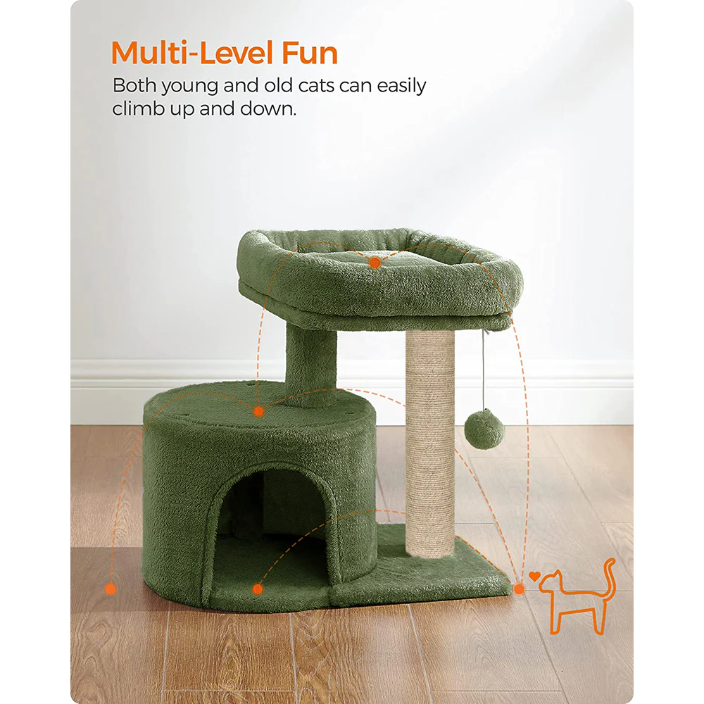 Furrlovers Tree with Scratching Post Condo and Toy Ball for Cats (Green) - Image 5