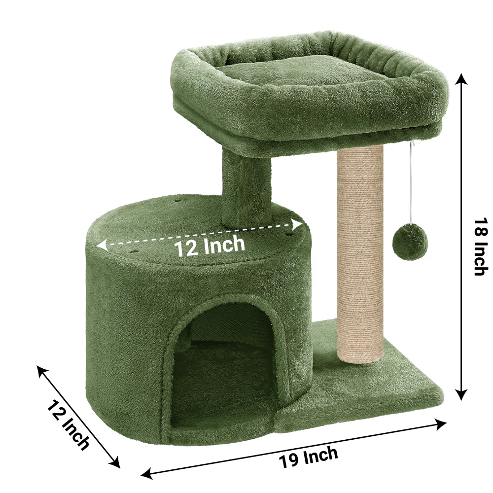 Furrlovers Tree with Scratching Post Condo and Toy Ball for Cats (Green) - Image 6