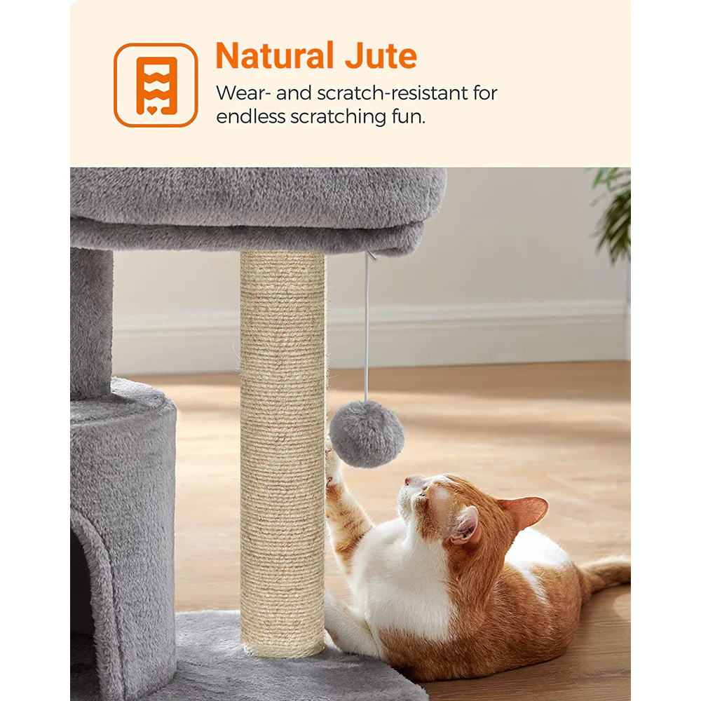 Furrlovers Tree with Scratching Post Condo and Toy Ball for Cats (Grey) - Image 4