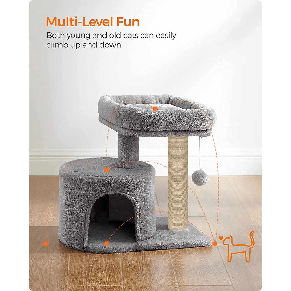 Furrlovers Tree with Scratching Post Condo and Toy Ball for Cats (Grey) - Image 5