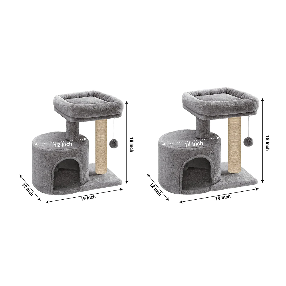 Furrlovers Tree with Scratching Post Condo and Toy Ball for Cats (Grey) - Image 6