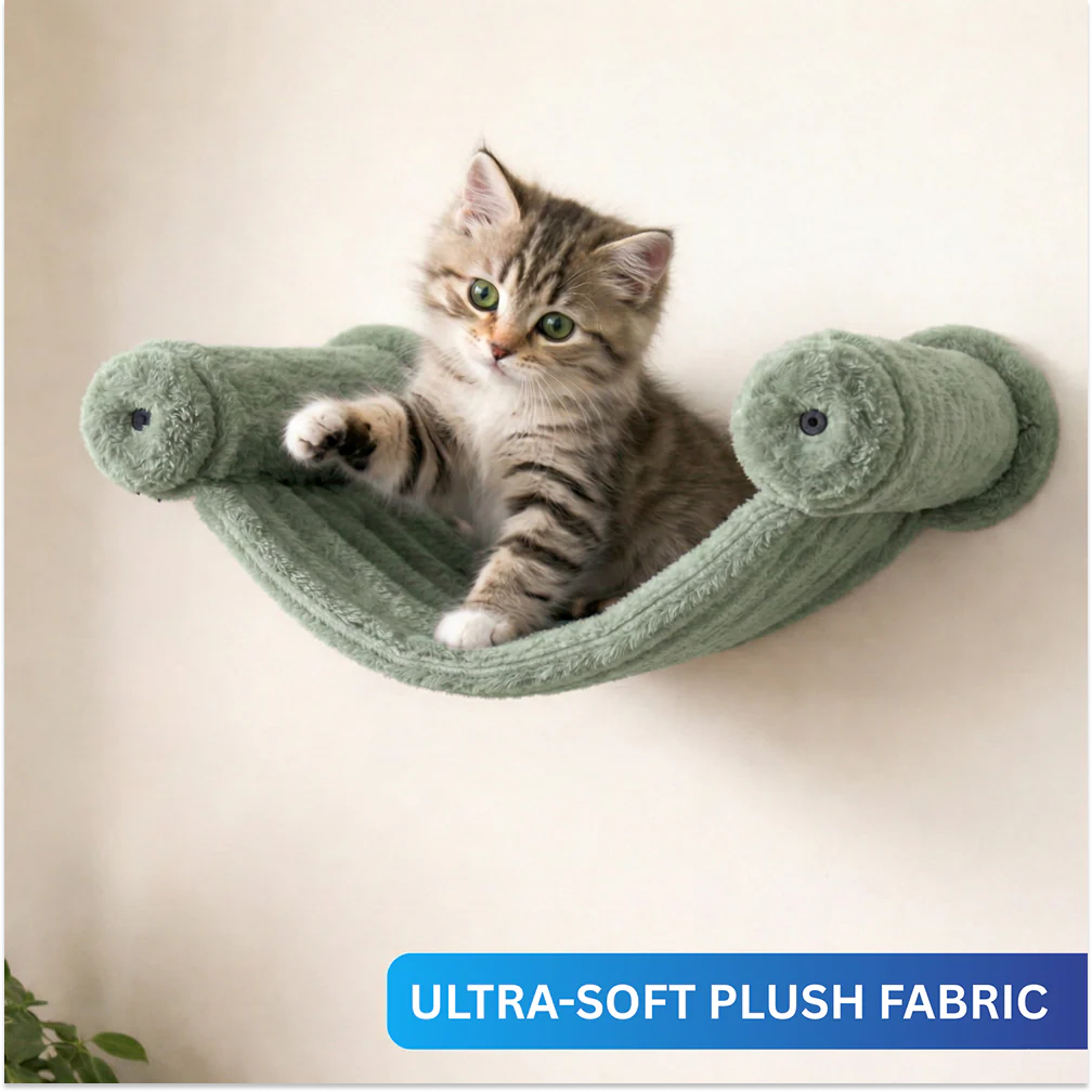 Furrlovers Wall Mounted Hammock with Plush Fabric for Cats (Green) - Image 2