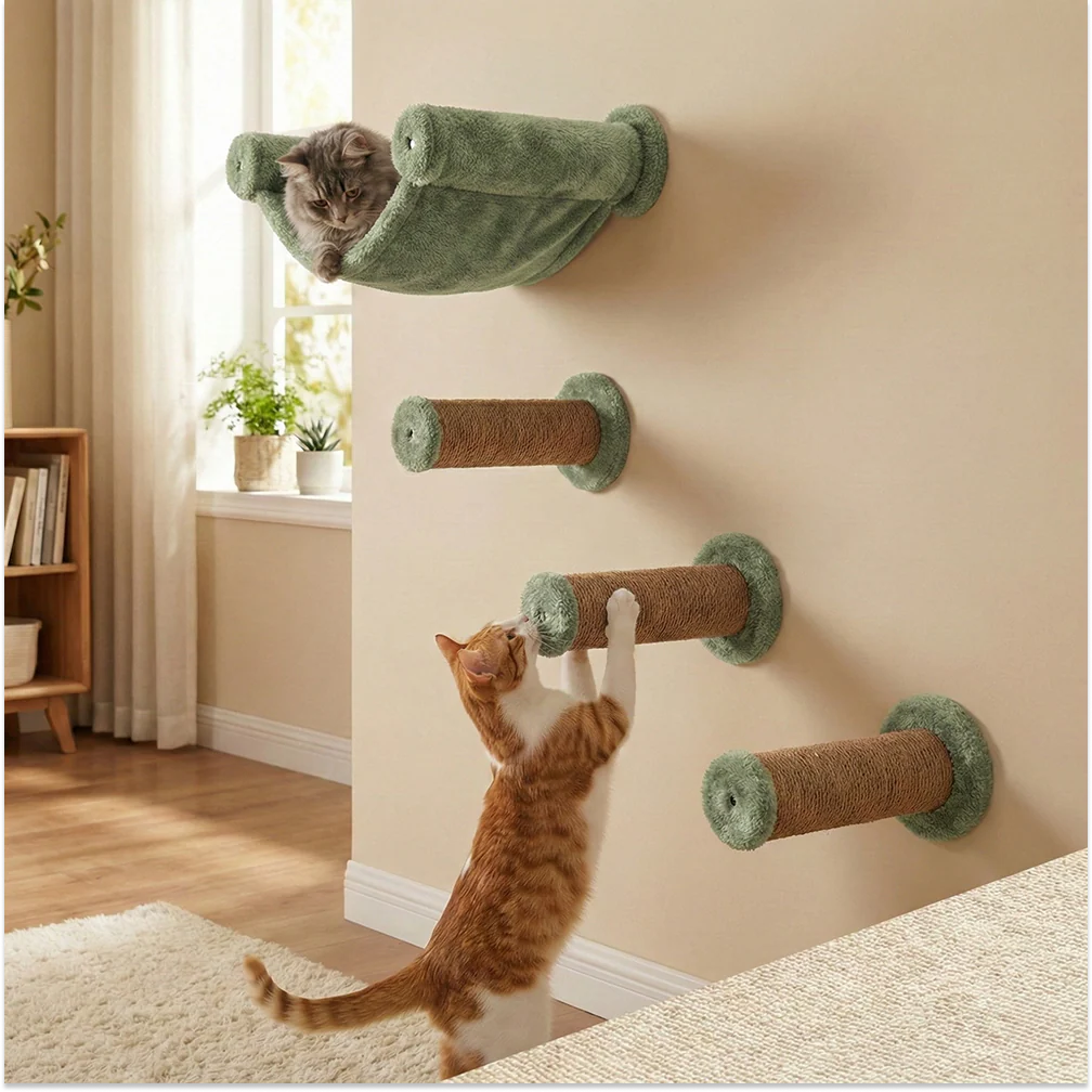 Furrlovers Wall Mounted Hammock with Plush Fabric for Cats (Green) - Image 3