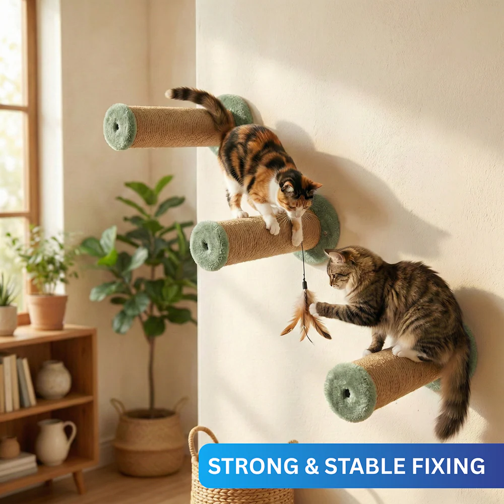 Furrlovers Wall Mounted Scratching Pole with Natural Jute for Cats (Green) - Image 2