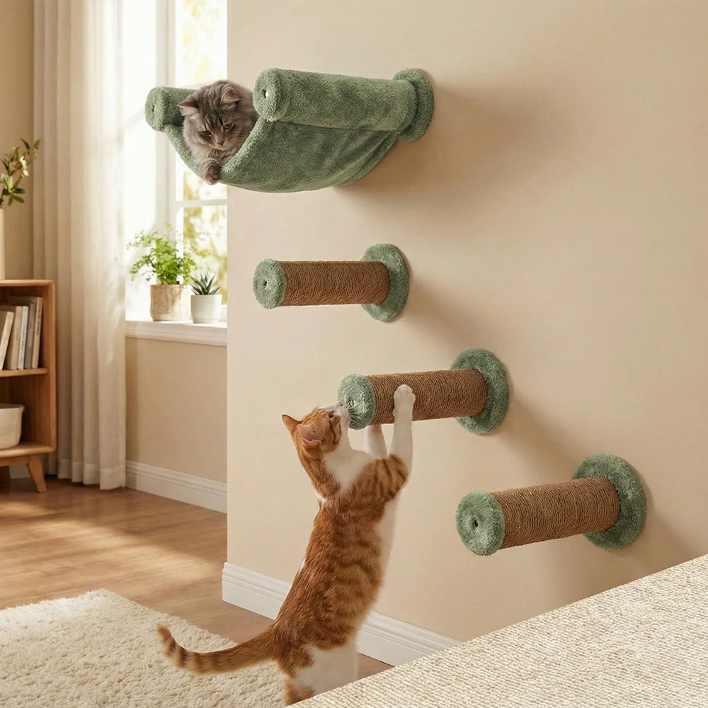 Furrlovers Wall Mounted Scratching Pole with Natural Jute for Cats (Green) - Image 4