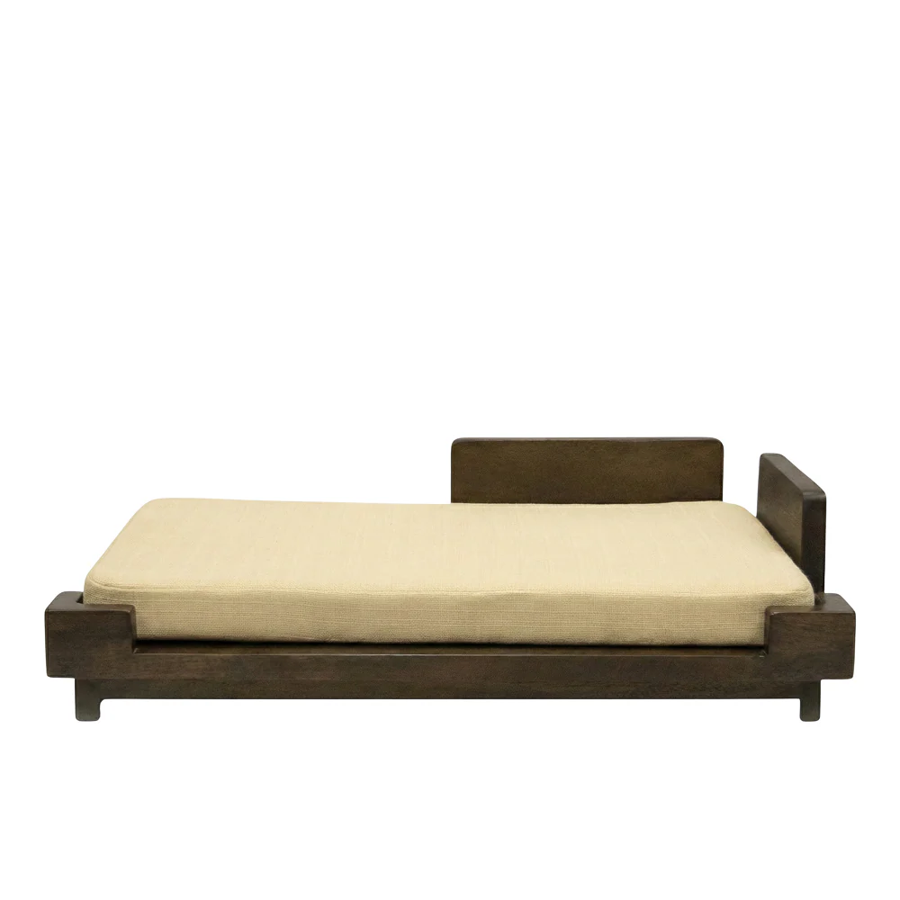 FurryLiving Barkly Bed with Cushion for Dogs (Dark Brown/Cream Cushion) - Image 2