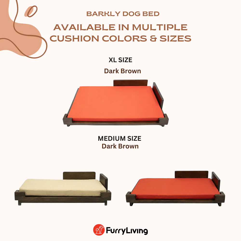 FurryLiving Barkly Bed with Cushion for Dogs (Dark Brown/Cream Cushion) - Image 3
