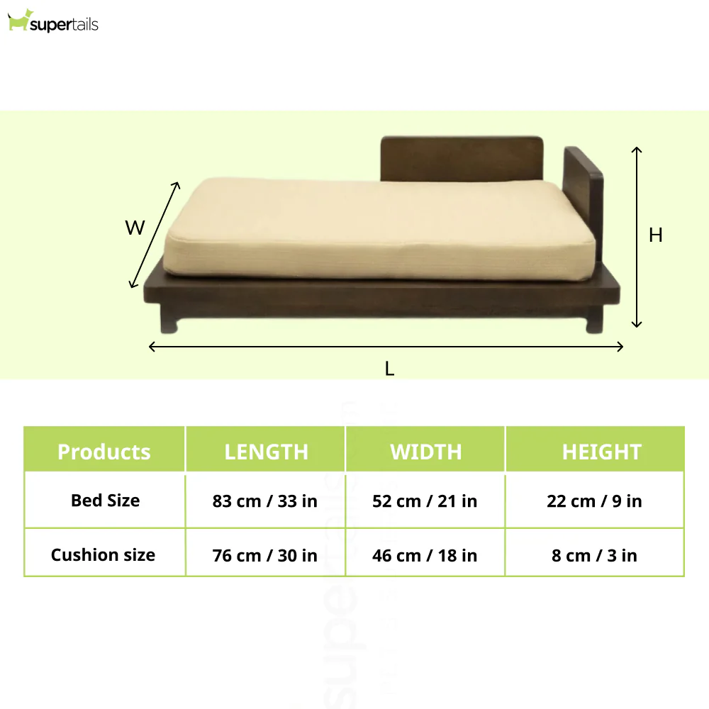 FurryLiving Barkly Bed with Cushion for Dogs (Dark Brown/Cream Cushion) - Image 4