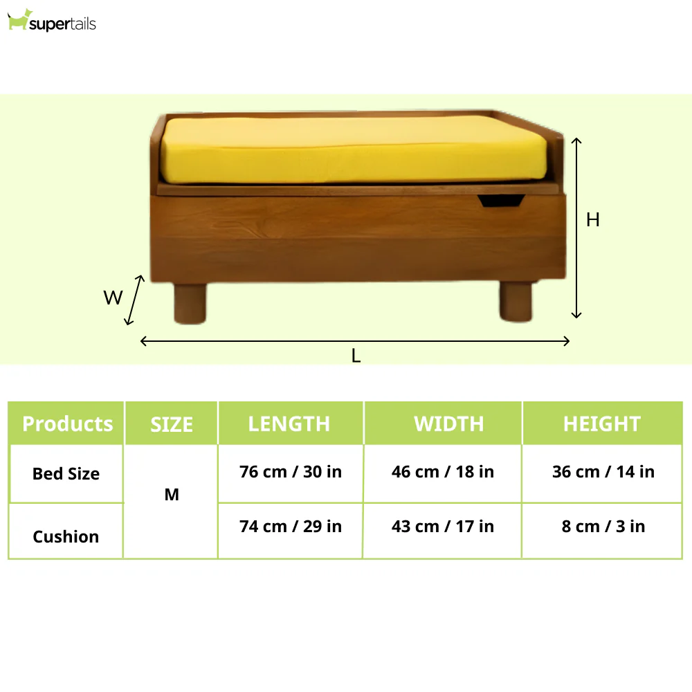 FurryLiving Hibachi Bed with Storage for Dogs (Honey/Yellow Cushion) - Image 7