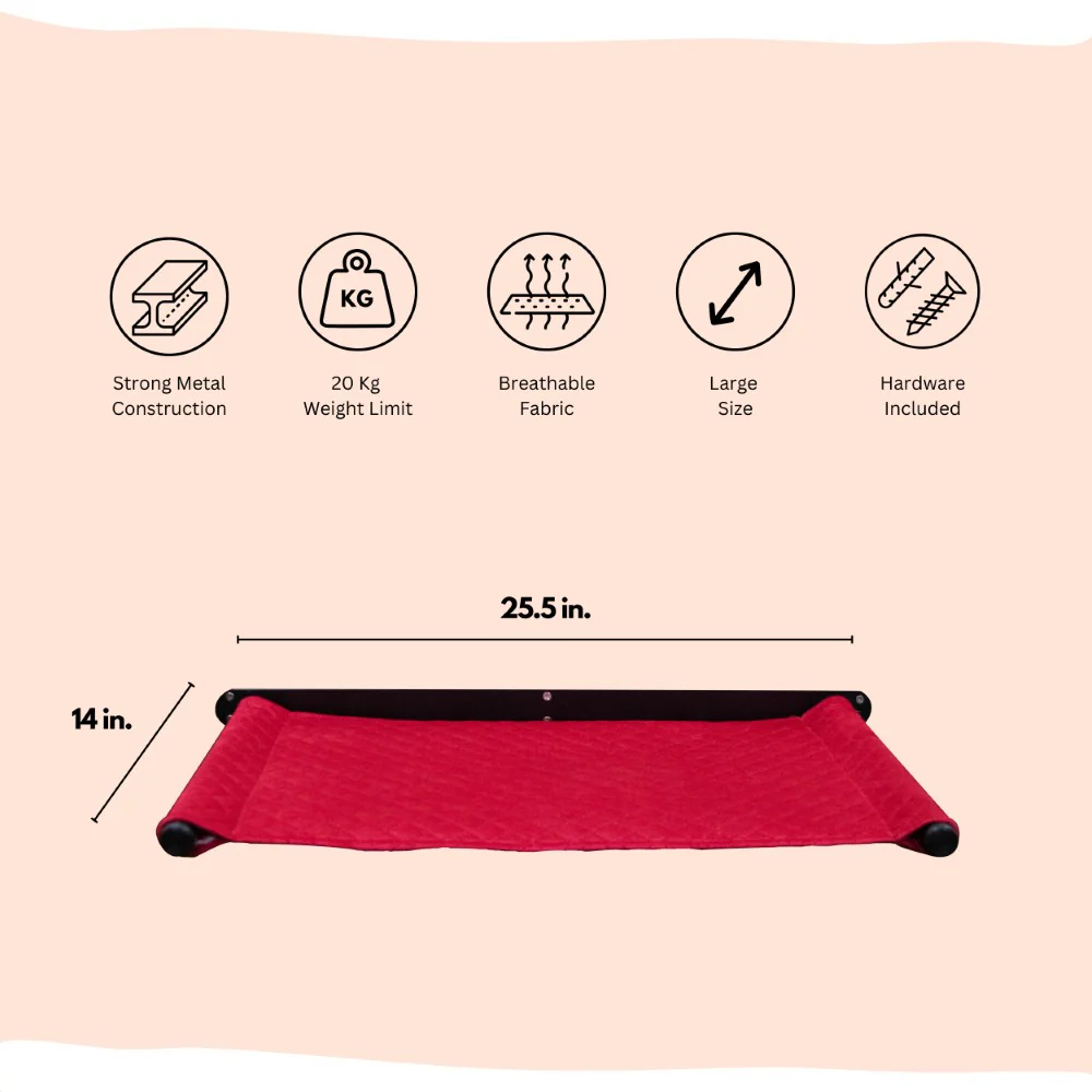 FurryLiving Kiki Wall Mounted Perch for Cats (Black/Red) - Image 3