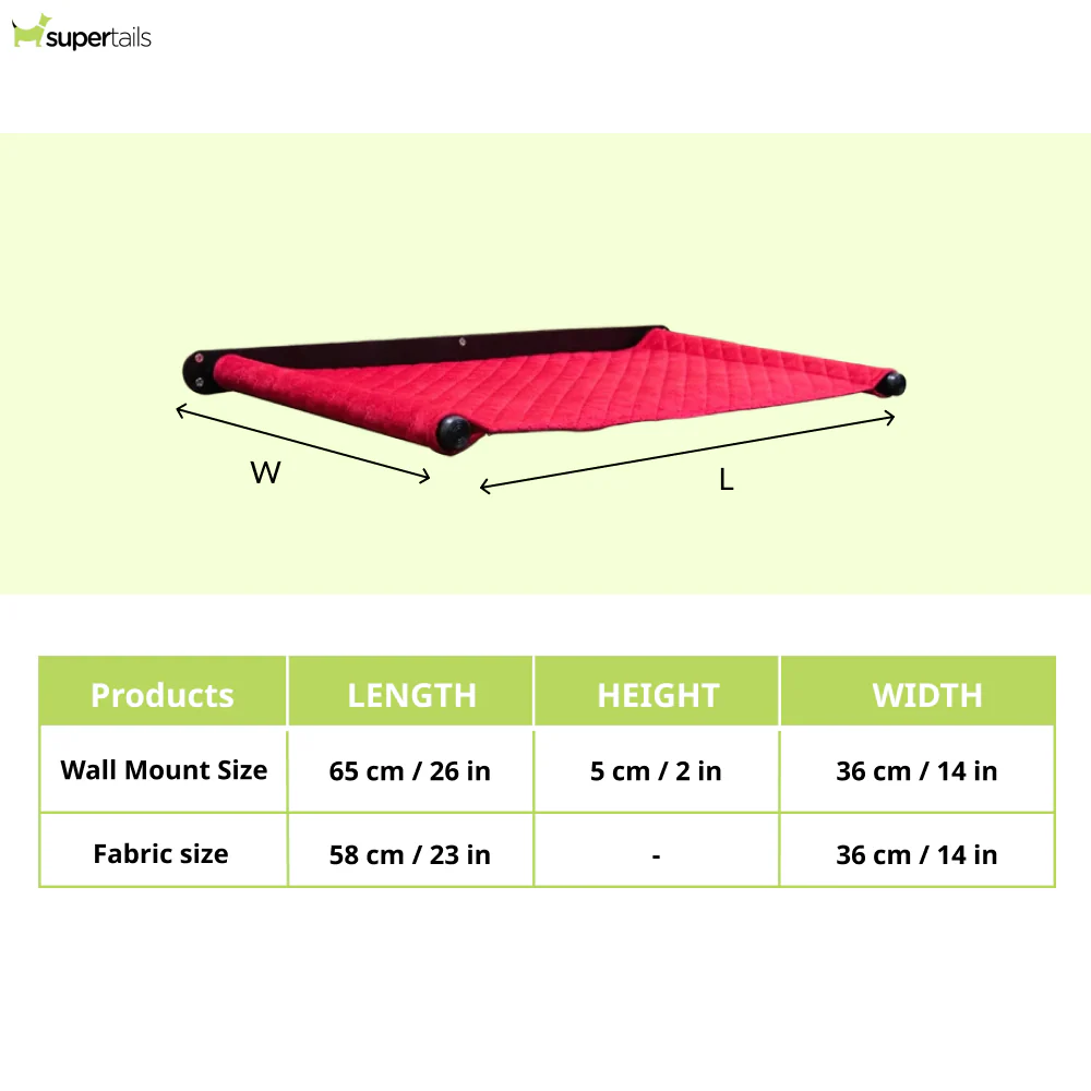 FurryLiving Kiki Wall Mounted Perch for Cats (Black/Red) - Image 7
