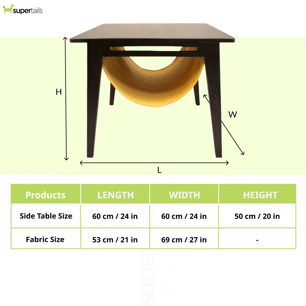 FurryLiving Lola Side Table with Perch Fabric for Cats (Dark Brown/Yellow) - Image 8