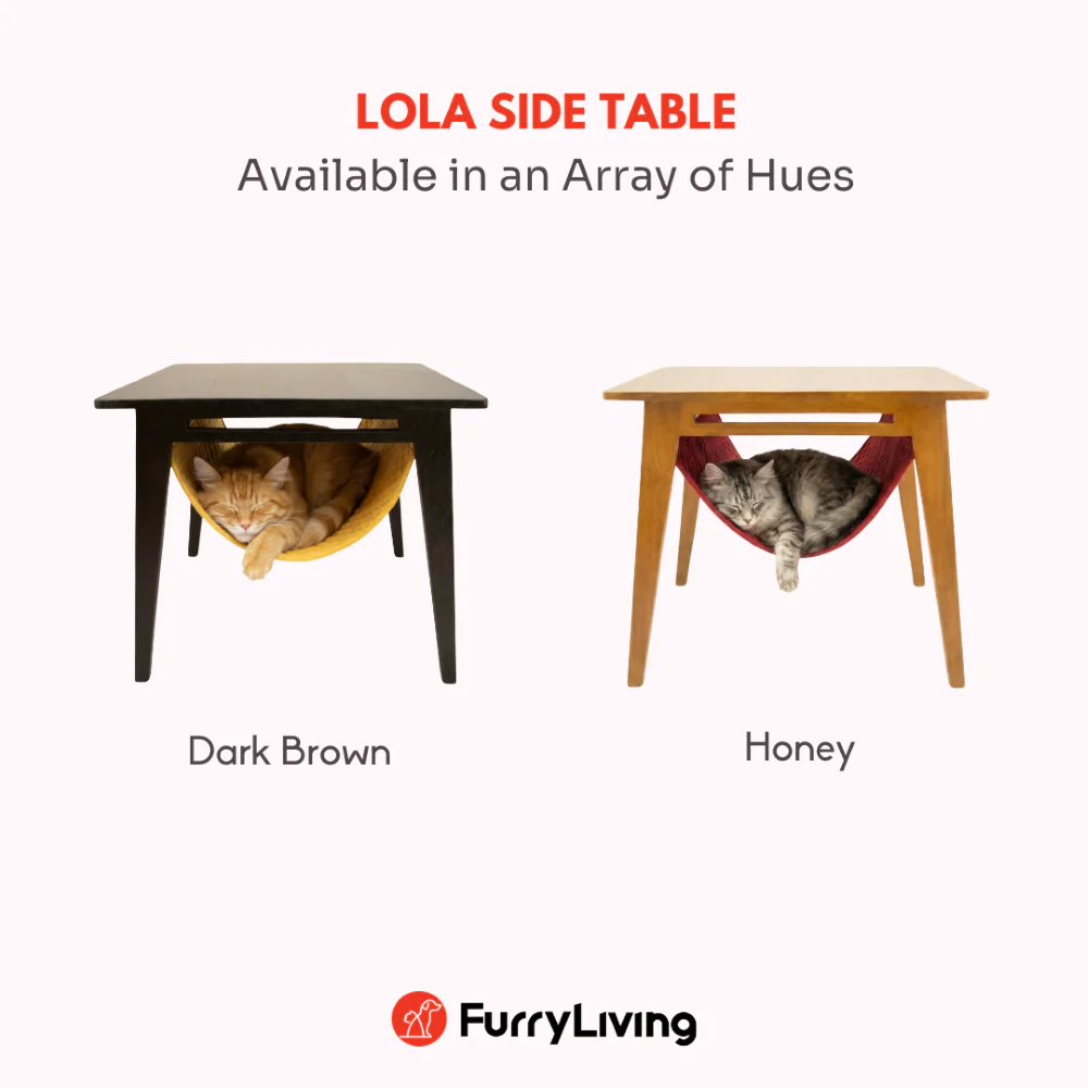 FurryLiving Lola Side Table with Perch Fabric for Cats (Honey/Red) - Image 5