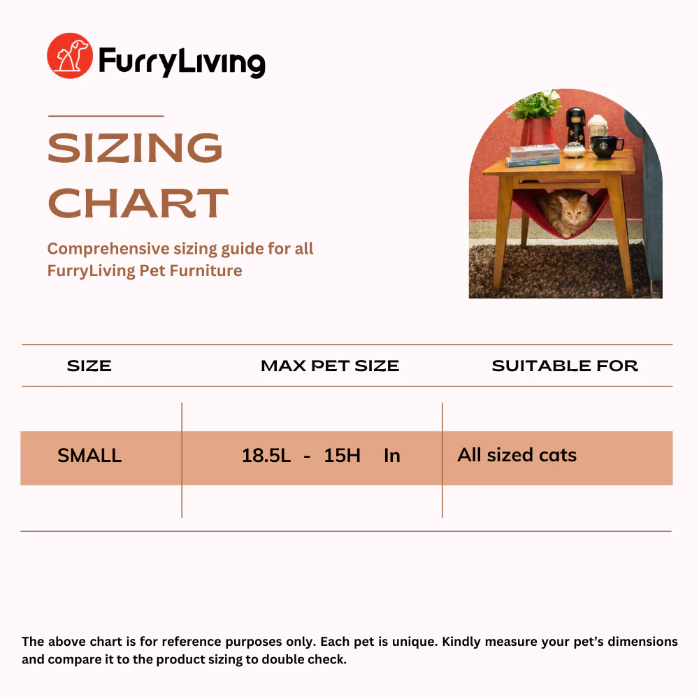 FurryLiving Lola Side Table with Perch Fabric for Cats (Honey/Red) - Image 6