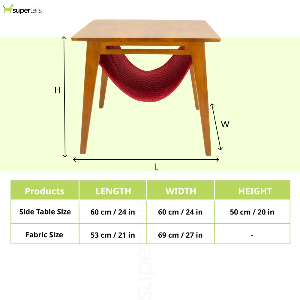 FurryLiving Lola Side Table with Perch Fabric for Cats (Honey/Red) - Image 7