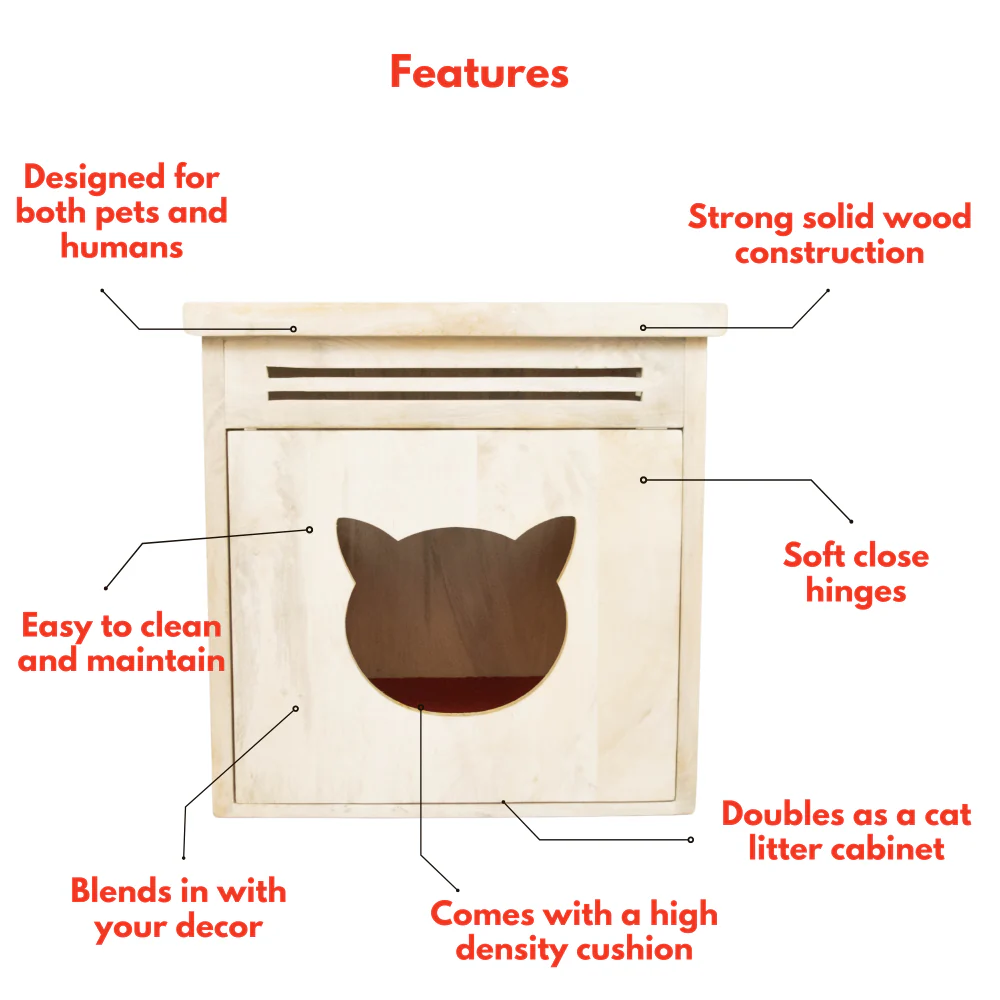 FurryLiving Meraki Cabinet with Cushion for Small Dogs and Cats (Oak/Brown Cushion) - Image 4