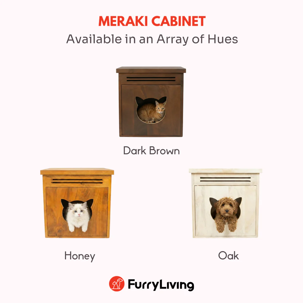 FurryLiving Meraki Cabinet with Cushion for Small Dogs and Cats (Oak/Brown Cushion) - Image 7