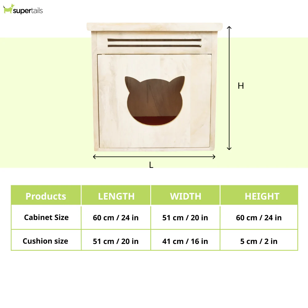FurryLiving Meraki Cabinet with Cushion for Small Dogs and Cats (Oak/Brown Cushion) - Image 8