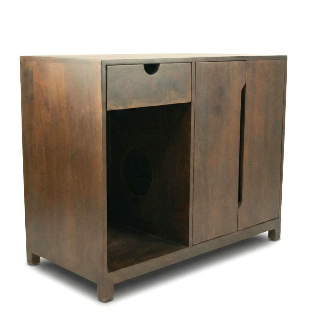 FurryLiving Paco Litter Cabinet for Cats (Dark Brown) - Image 2