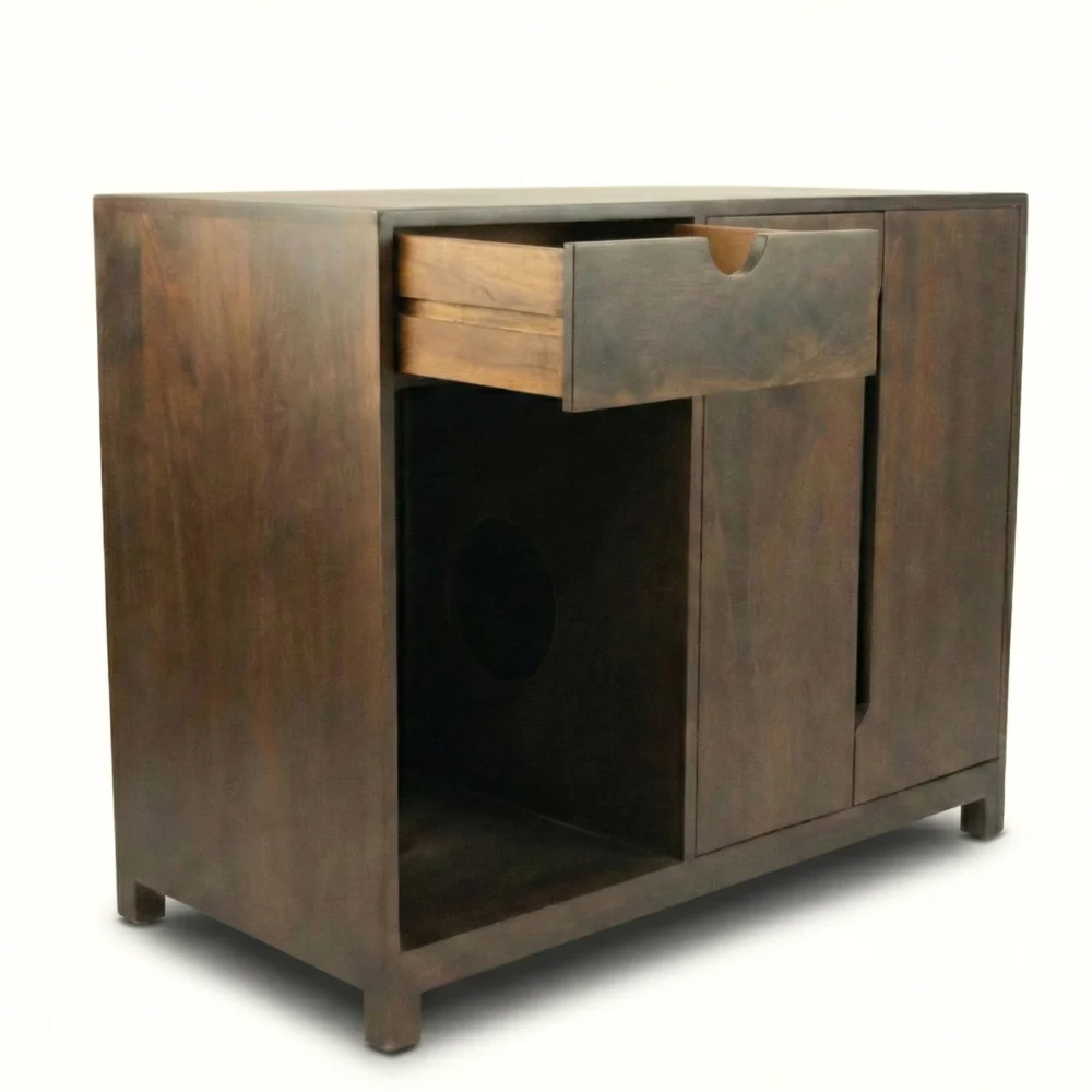 FurryLiving Paco Litter Cabinet for Cats (Dark Brown) - Image 6