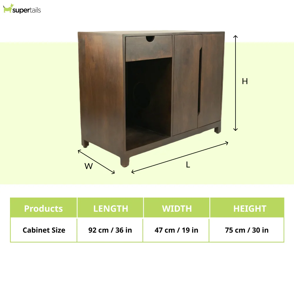 FurryLiving Paco Litter Cabinet for Cats (Dark Brown) - Image 9