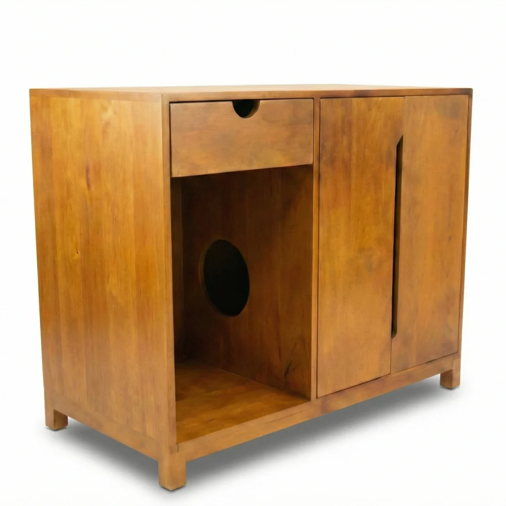 FurryLiving Paco Litter Cabinet for Cats (Honey) - Image 2