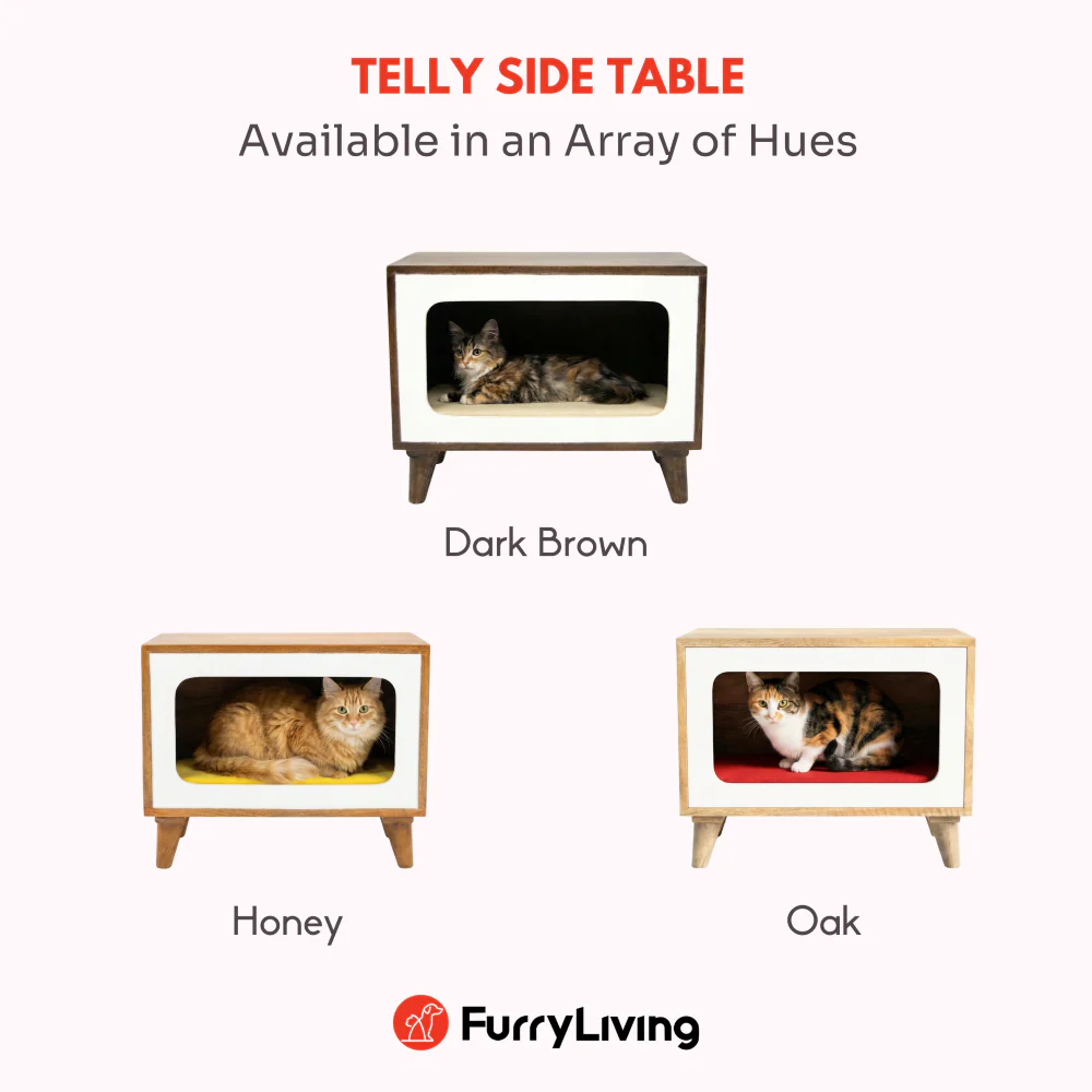 FurryLiving Telly Side Table with Cushion for Small Dogs and Cats (Dark Brown/Cream Cushion) - Image 6