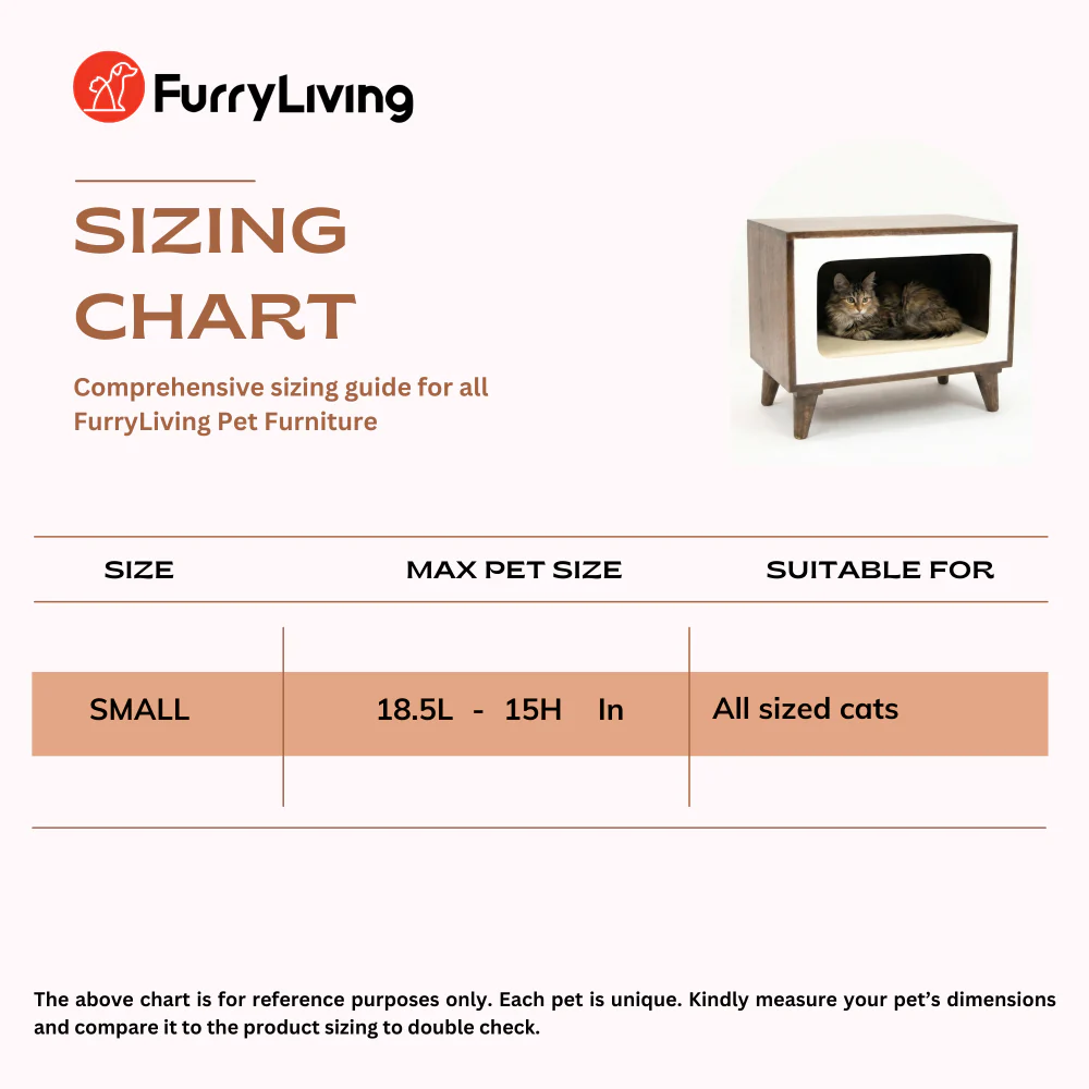 FurryLiving Telly Side Table with Cushion for Small Dogs and Cats (Dark Brown/Cream Cushion) - Image 7